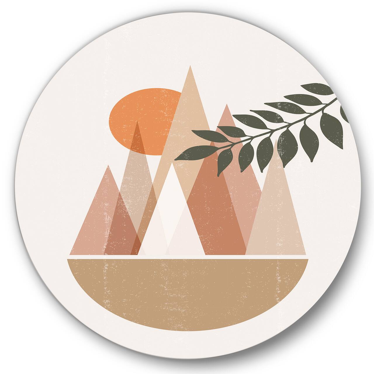 Designart - Abstract Sun and Moon In Mountains II - Modern Metal Circle Wall Art